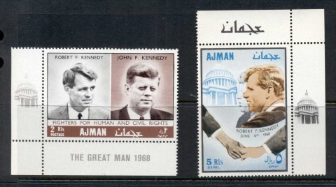 Ajman 1968 Mi#294-300 Fighters for Human & Civil Rights, Robert & John JFK Kennedy