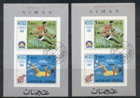 Ajman 1968 Mi#MS32A&B Summer Olympics Mexico 2xMS