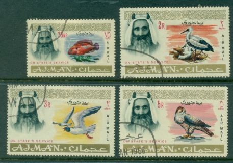 Ajman 1965 Mi#O6-O9 Sheikh Rashid Bin Humaid Al Nuaimi III & Wildlife On State Service Airmail