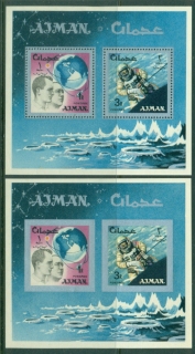 Ajman 1966 Mi#MA8A,B Space Research Perf & IMPERF MS