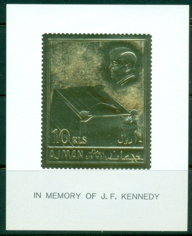 Ajman 1967 Mi#MS20 JFK Kennedy in Memoriam gold foil embossed MS