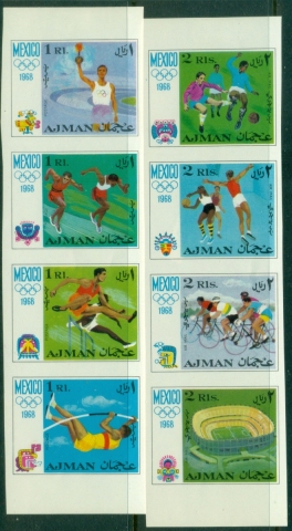 Ajman 1968 Mi#247-254B Summer Olympics Mexico City IMPERF