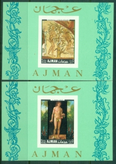 Ajman 1968 Mi#MS42-43B Paintings of Adam & Eve 2xMS IMPERF