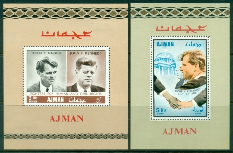 Ajman 1968 Mi#MS47-48 Fighters for Human & Civil Rights, Kennedy's 2xMS