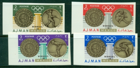 Ajman 1968 Mi#341-344 Summer Olympics Mexico City IMPERF
