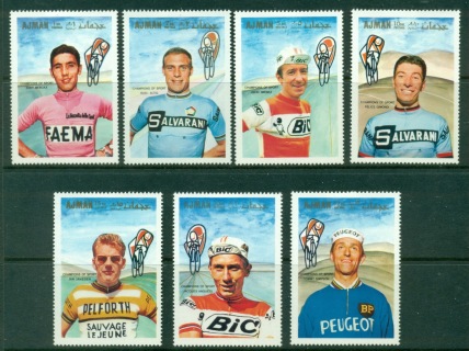 Ajman 1969 Mi#354-360 Famous Athletes, Cycling