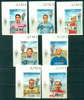 Ajman 1969 Mi#354-360B Famous Athletes, Cycling IMPERF