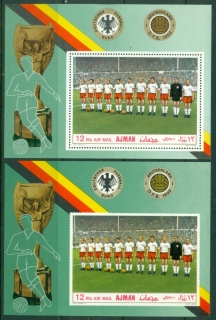 Ajman 1969 Mi#MS84A-B Famous Athletes, German Football 2xMS Perf & IMPERF