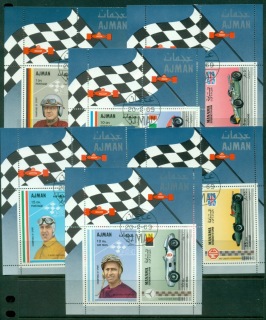 Ajman 1969 Mi#369-374 Famous Athletes, Motor Racers & Cars Joint issue with Manama, Ajman drivers 6xDLMS