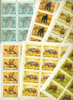 Ajman 1969 Mi#412-417 Mammals, Wild Animals 6xsheets
