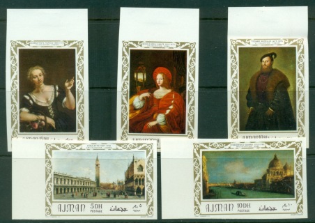 Ajman 1969 Mi#419-423B Paintings, Italian Masterpieces IMPERF