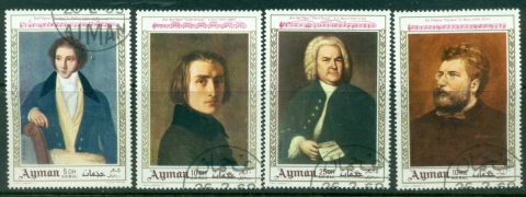 Ajman 1969 Mi#425-428 Paintings of Composers