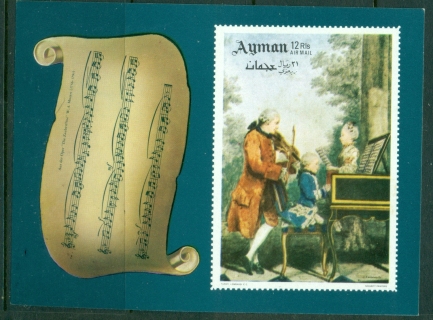 Ajman 1969 Mi#MS113B Paintings of Composers, The Mozart family MS IMPERF