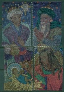 Ajman 1969 Mi#441-444 Adoration of the Magi, colour foiled, rouletted