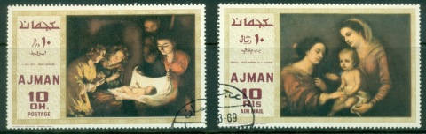 Ajman 1969 Mi#455-456 Nativity paintings