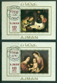 Ajman 1969 Mi#MS137-138 Nativity paintings 2xMS