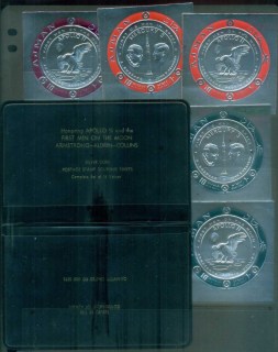 Ajman 1969 Mi#474-487 Apollo 11 & Mercury 3, Space Astronauts "Silver Foil" inc. original presentation folder, 600 issued (2 scans)