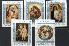 Ajman 1968 Mi#327-331B Madonna Paintings IMPERF