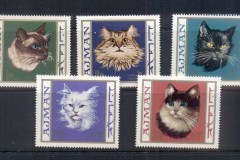 Ajman 1968 Mi#318-322 cats