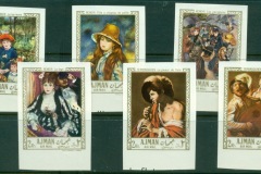 Ajman 1967 Mi#209-214B Paintings by Auguste Renoir & Hendrick Terbrugghen IMPERF