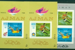 Ajman 1968 Mi#MS32-34B Summer Olympics Mexico City IMPERF 3xMS