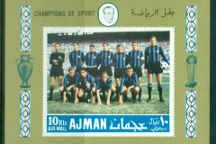 Ajman 1968 Mi#MS49B Football Inter Milan Players MS olive background MS IMPERF