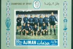 Ajman 1968 Mi#MS49C Football Inter Milan Players MS grey-green background MS Perf top&bottom