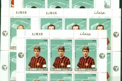 Ajman 1968 Mi#310-315 Football International Top Players 6xsheetlets MLH in top border