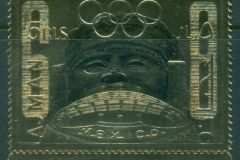 Ajman 1968 Mi#324 Summer Olympics Mexico, gold foil embossed