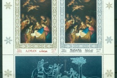 Ajman 1968 Mi#MSB76Av. Xmas, The Nativity Joint issue with Manama MS