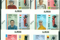 Ajman 1969 Mi#369-374B Famous Athletes, Motor Racers & Cars Joint issue with Manama, Ajman drivers IMPERF