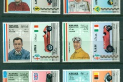 Ajman 1969 Mi#375-380 Famous Athletes, Motor Racers & Cars Joint issue with Manama, Ajman cars