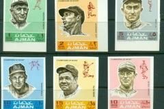 Ajman 1969 Mi#388-393B Famous Athletes, Baseball IMPERF