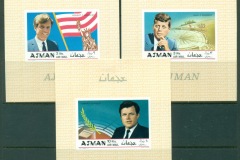 Ajman 1969 Mi#445-447B The Kennedy Brothers 3xDLMS IMPERF