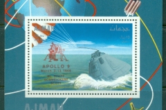 Ajman 1969 Mi#MS139 Apollo 9 Opt. Apollo 9, McDivitt, Schweikart MS