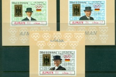 Ajman 1969 Mi#463-465 Summer Olympics Munich, Opt XX Olympiad 3xDLMS IMPERF