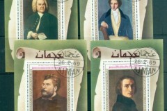 Ajman 1969 Paintings, Composers 4x MS CTO