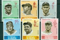 Ajman 1969 Mi#388-393 Famous Athletes Baseball
