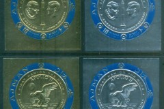 Ajman 1969 Mi#MS153-156 Apollo 11 & Mercury 3,Space Astronauts "Gold & Silver Foil"MS