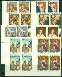 Ajman-1969-Mi488-495-Xmas-Paintings-Block-4-MUH