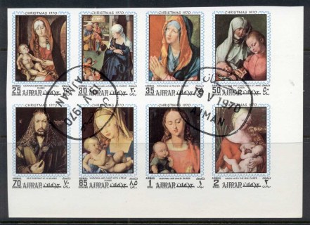 Ajman 1970Mi#645-652 Xmas Paintings by Durer IMPERF