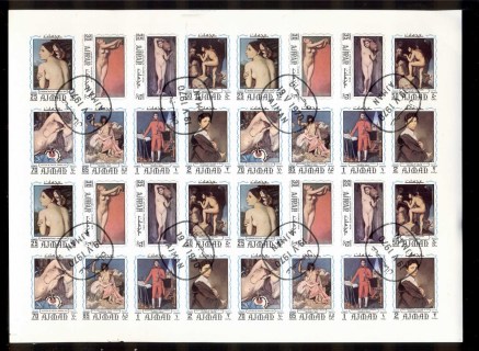 Ajman 1970 Mi#629-636 Paintings by Ingres IMPERF sheet