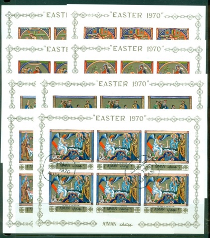 Ajman 1970 Mi#506-513B Easter Miniature Paintings 8xsheetlets IMPERF