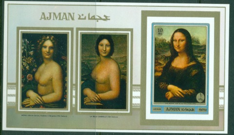 Ajman 1970 Mi#MS192B Paintings by Famous Masters, Mona Lisa MS IMPERF