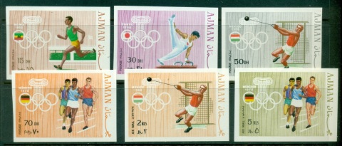 Ajman 1970 Mi#570-575B Venues of Summer Olympics IMPERF
