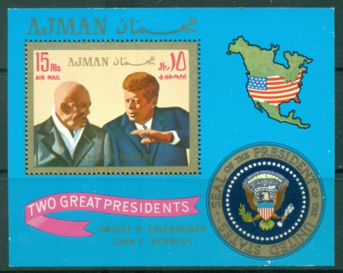 Ajman 1970 Mi#MS216A Dwight D Eisenhower, 34th President of USA, Kennedy MS