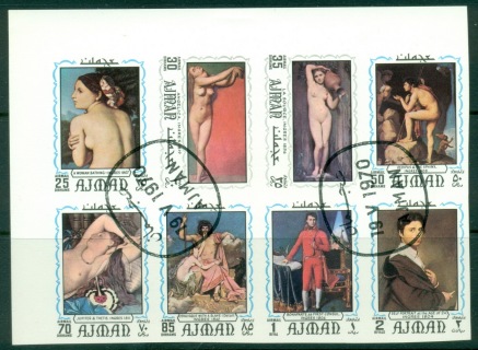 Ajman 1970 Mi#629-636B Paintings by Jean Auguste Dominique Ingres IMPERF