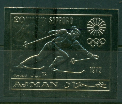Ajman 1970 Mi#653B Winter Olympics Sapporo, gold foil embossed IMPERF