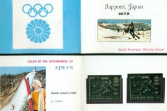 Ajman 1970 Mi#653A-B Winter Olympics Sapporo Gold foil embossed Presentation Pack Perf & Imperf