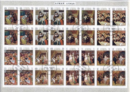 Ajman 1971 Mi#710-717 Charity, Paintings IMPERF sheet